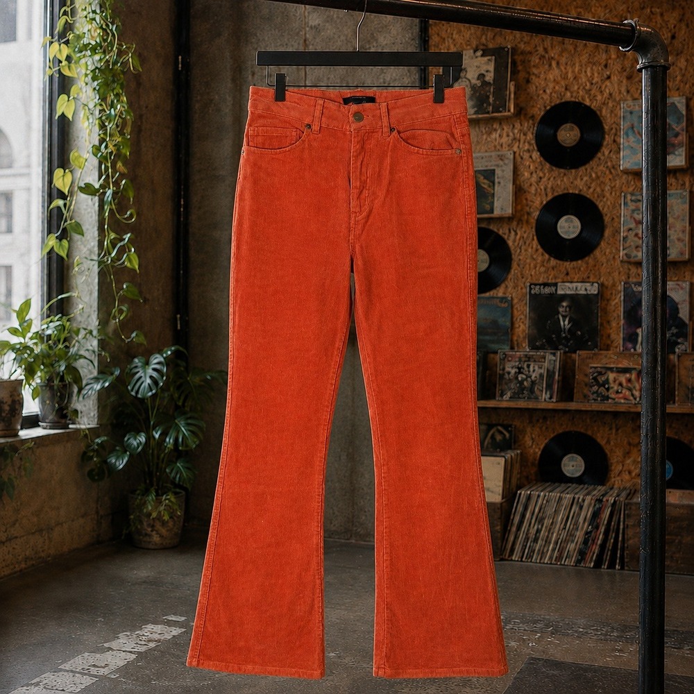 Forever 21 Corduroy Flare Pants Burnt Orange‎ High Waisted Bell Bottom XS